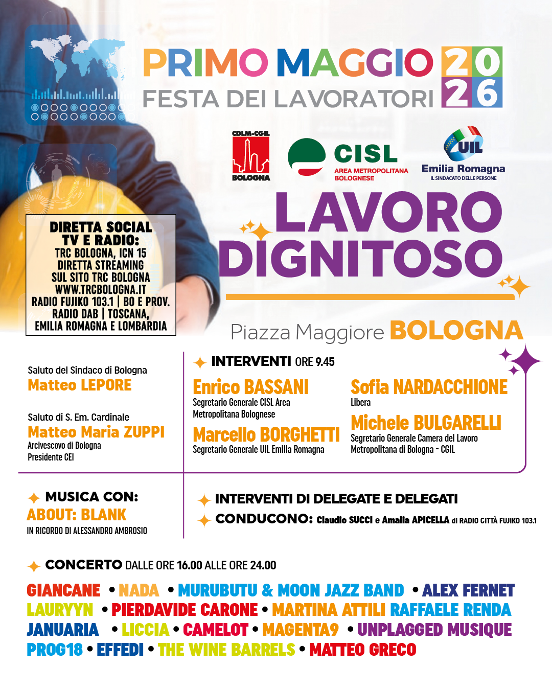 Il Primo maggio &egrave; Piazza Maggiore! 