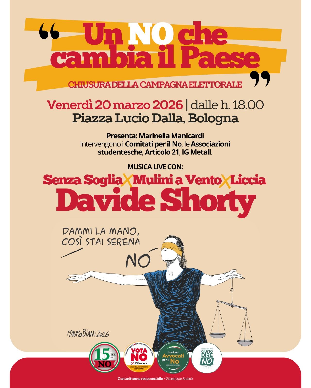 Venerd&igrave; 20 evento di chiusura campagna per il NO al referendum, nota dei Comitati