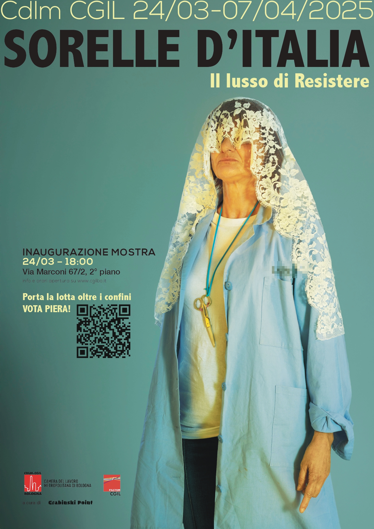 Lunedì 24 marzo arriva alla Cgil di Bologna la mostra Sorelle d'Italia - Il lusso di resistere con i ritratti alle lavoratrici La Perla 