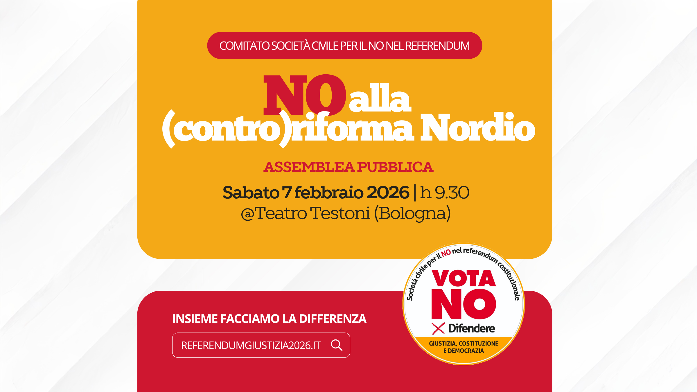 NO al Referendum, sabato al Testoni la prima assemblea pubblica 