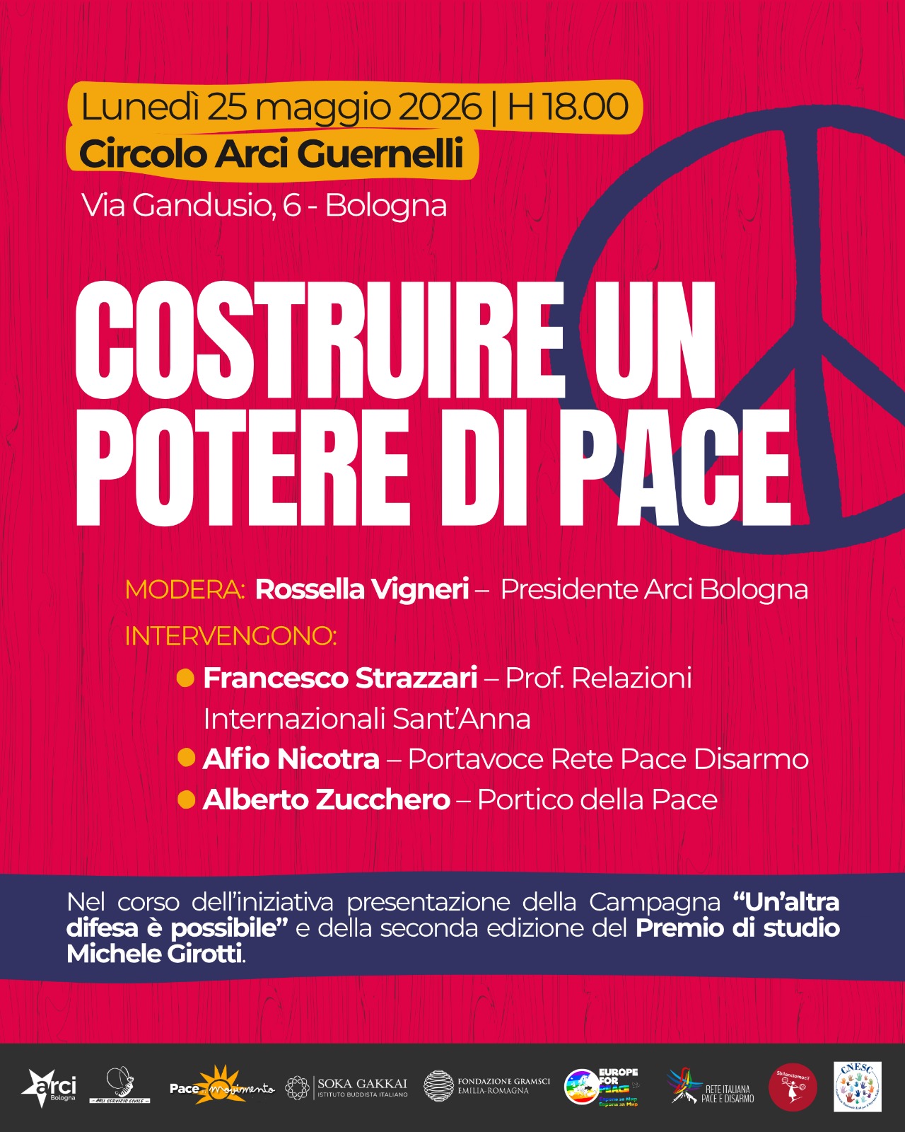 COSTRUIRE UN POTERE DI PACE: lunedì 25 maggio alle 18 al Circolo Guernelli