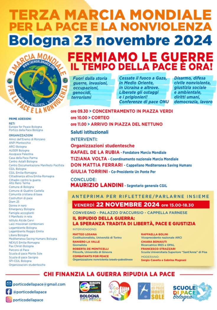 Fermiamo le guerre: sabato 23 in marcia a Bologna 