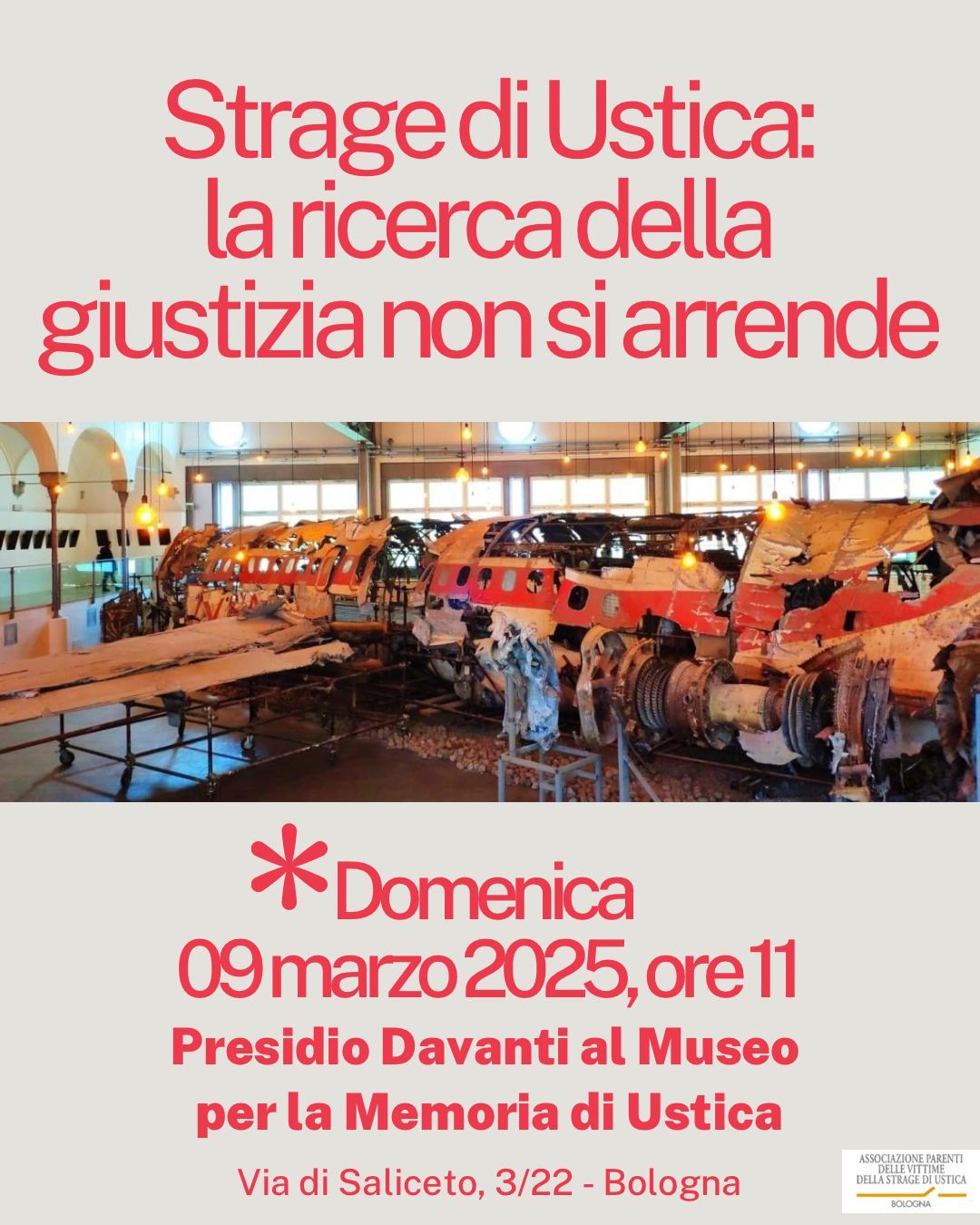 Ustica, domenica in piazza al fianco dei familiari