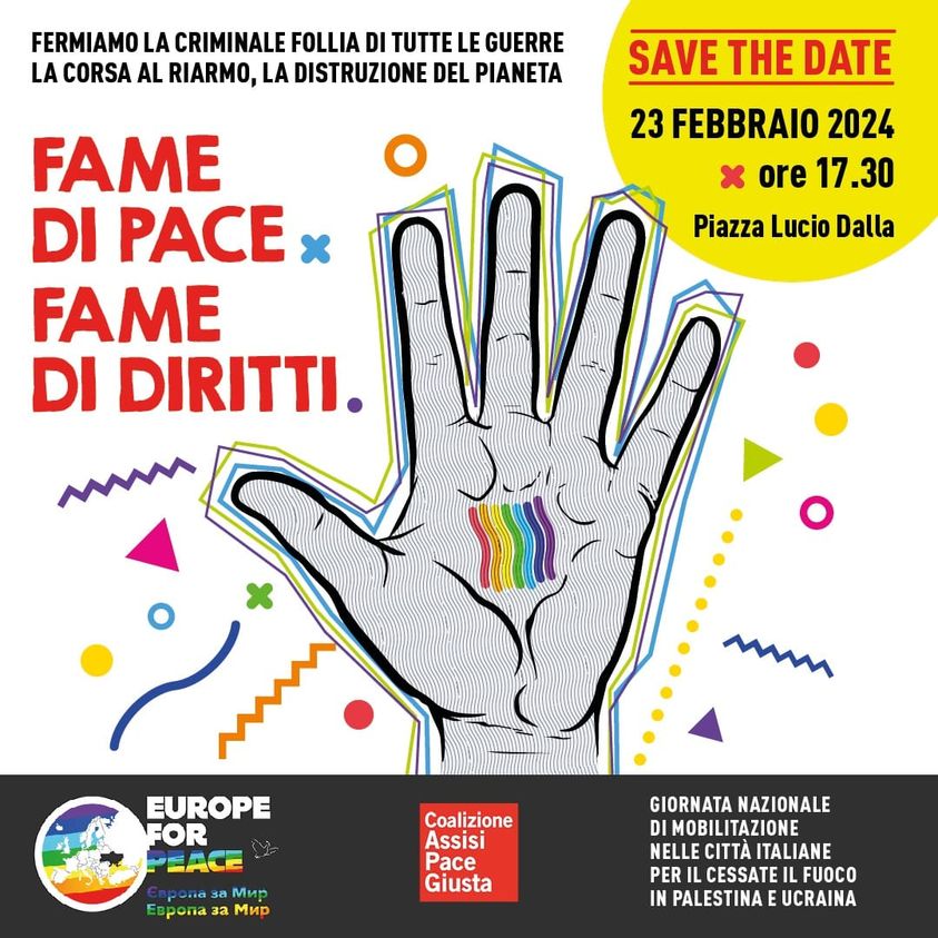 Fame di pace, fame di diritti: il 23 febbraio tutti in piazza Lucio Dalla!